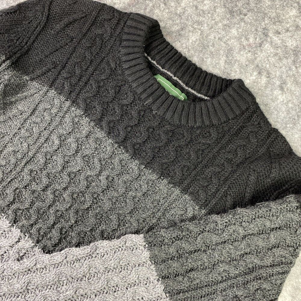 AE American Eagle Men's Medium Black Gray Knit Pullover Cardigan Sweater Vintage